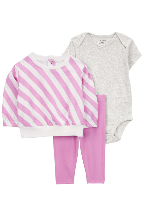 Set tres piezas de algodón, pantalón, buzo y body Set tres piezas de algodón, pantalón, buzo y body