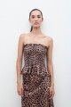 Top strapless animal print beige