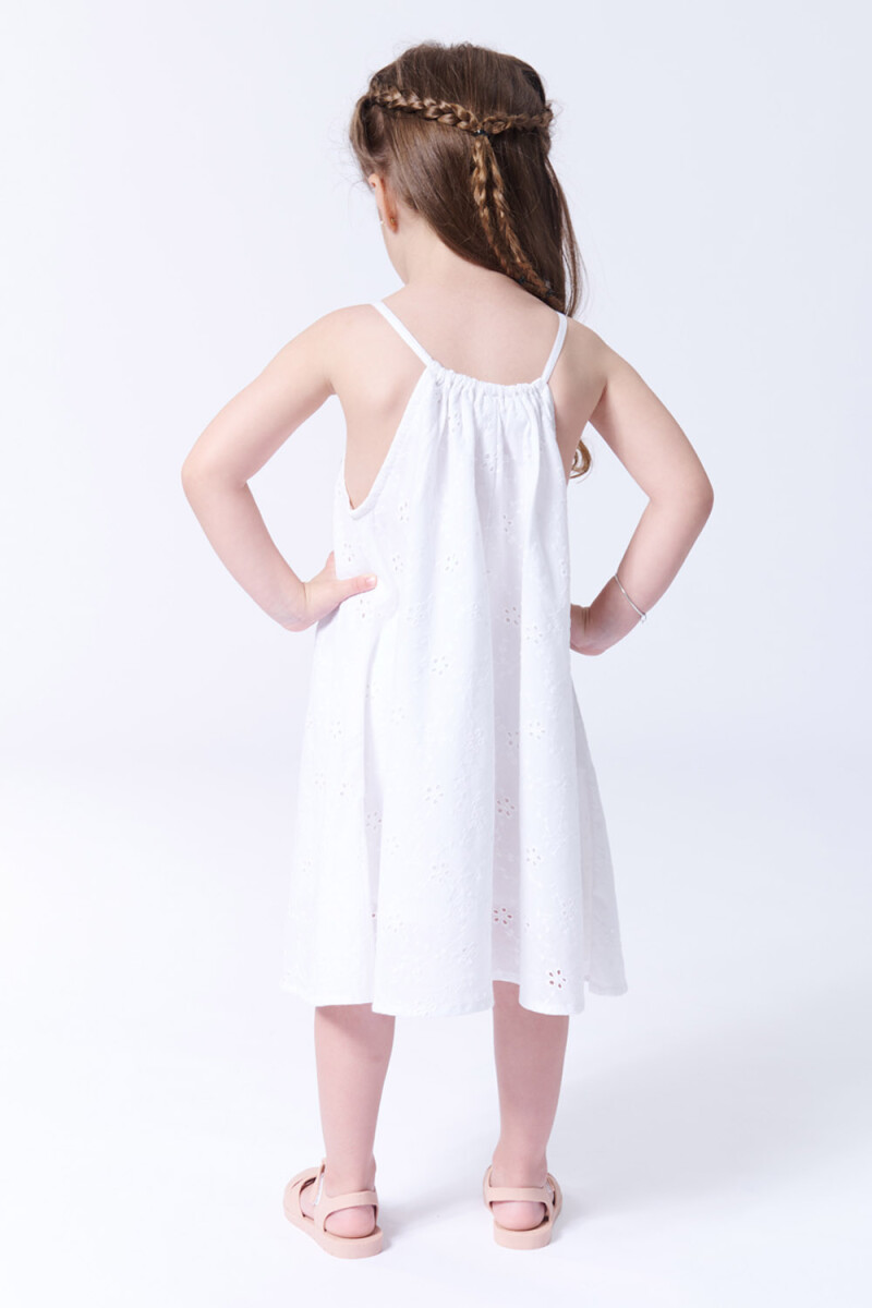 Vestido broderie tirantes Blanco