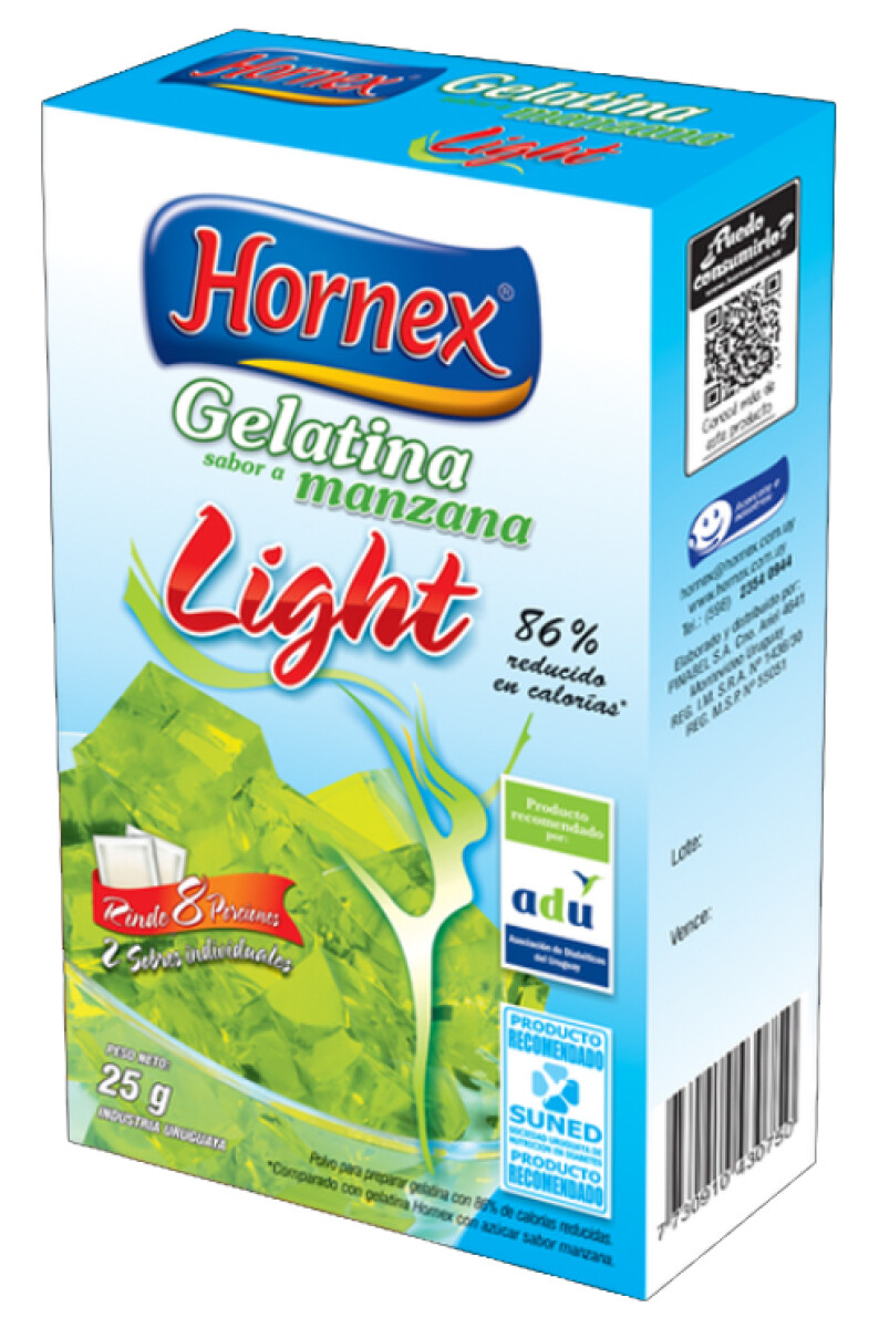 GELATINA HORNEX LIGHT 25G 8P MANZANA 