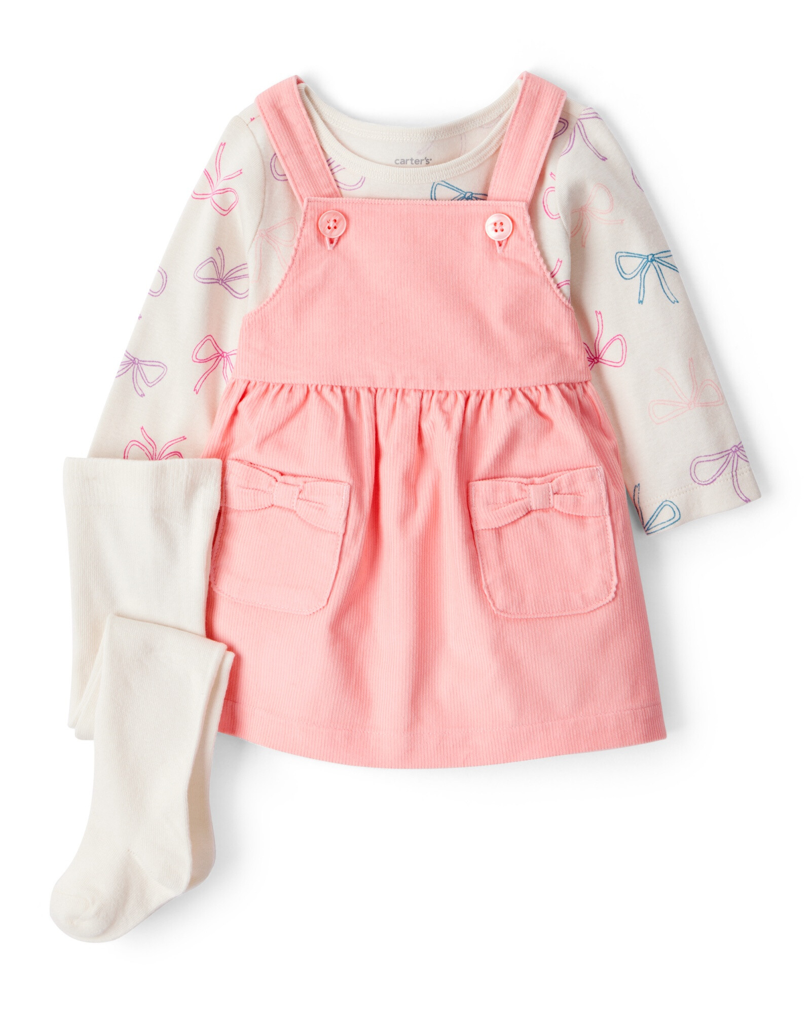 Set tres piezas, jumper de pana, remera y medias de algodón Sin color