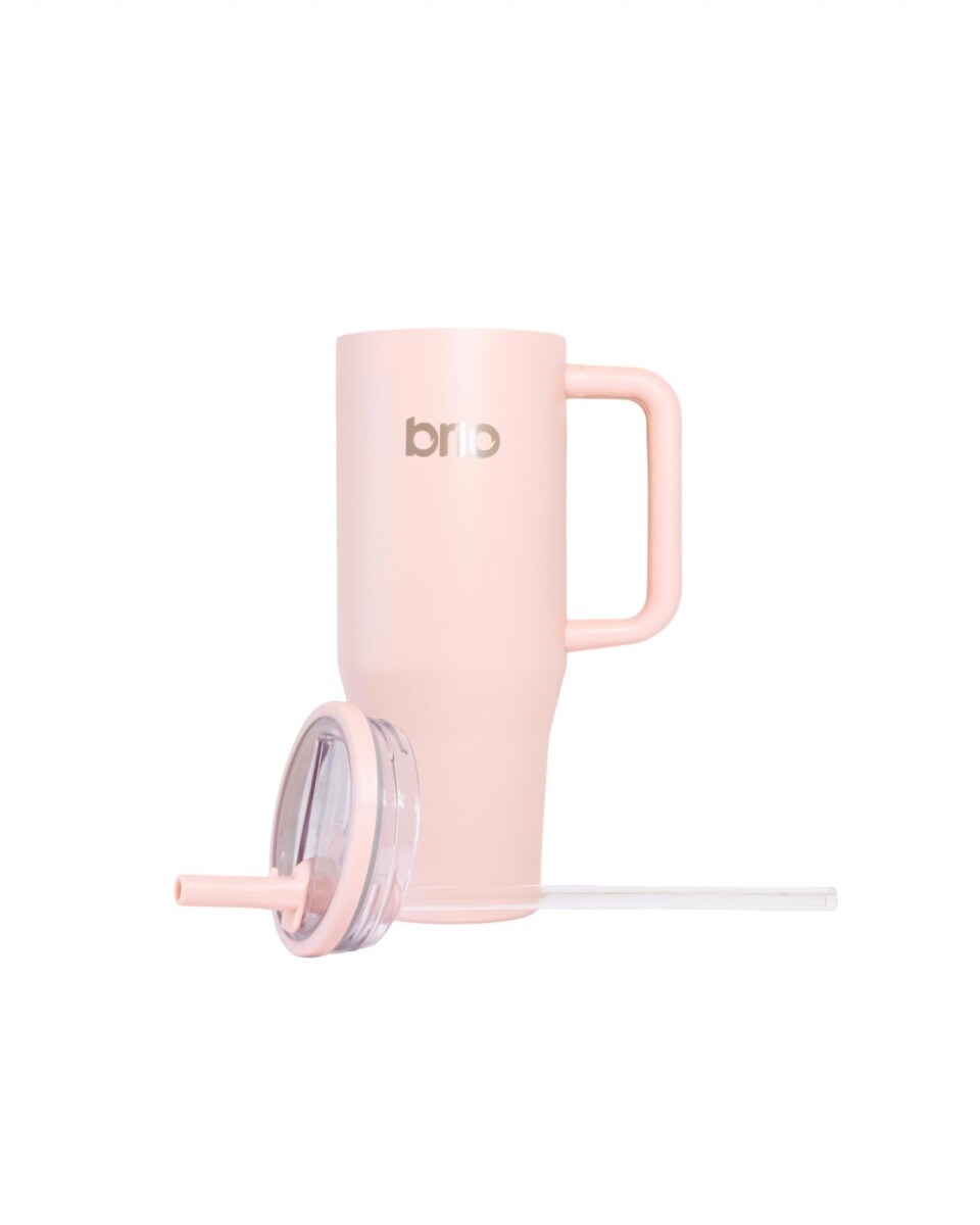 Vaso térmico brio 1200ml / Con tapa y sorbito - Rosa pastel 