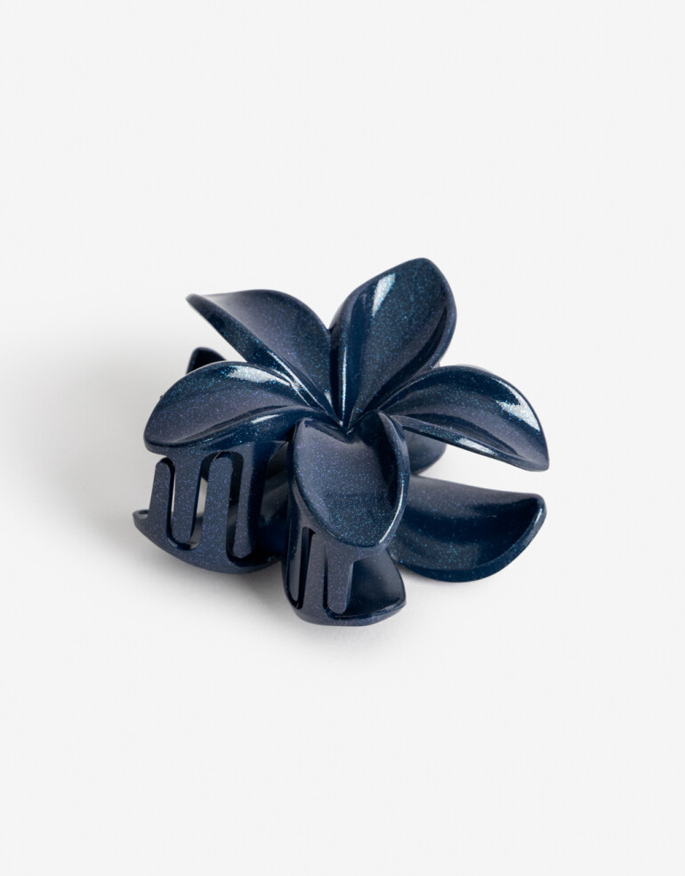 Broche Flores Borche Flor Metalizado. - Azul Noche