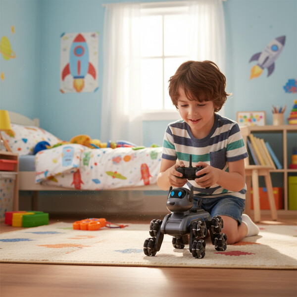 Robot Perro Interactivo Control Remoto Recargable Infantil Color Plateado