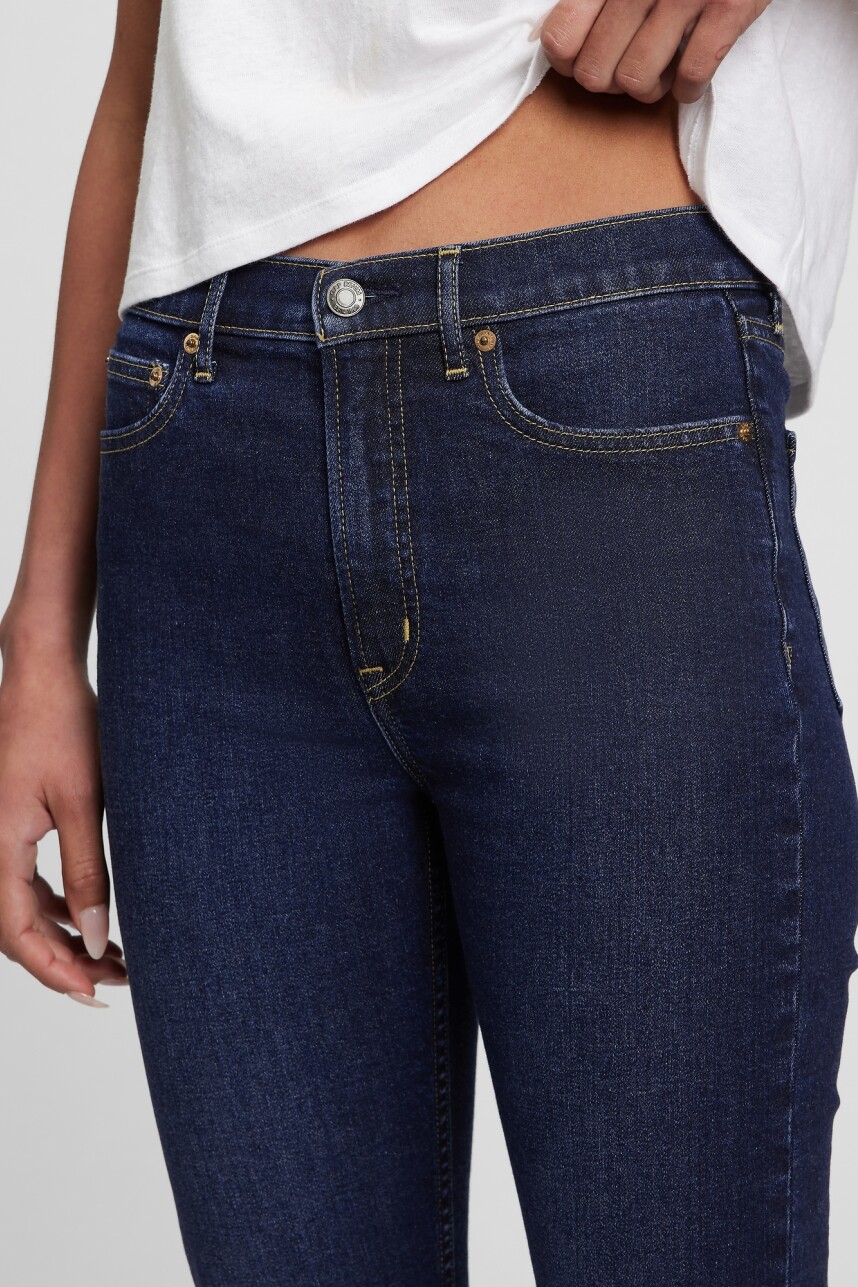 Jean Vintage Slim Tiro Alto Mujer Rinsed