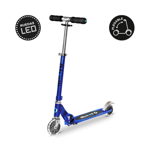 Monopatín Micro Sprite Plegable LED Ajustable con 2 Ruedas AZUL