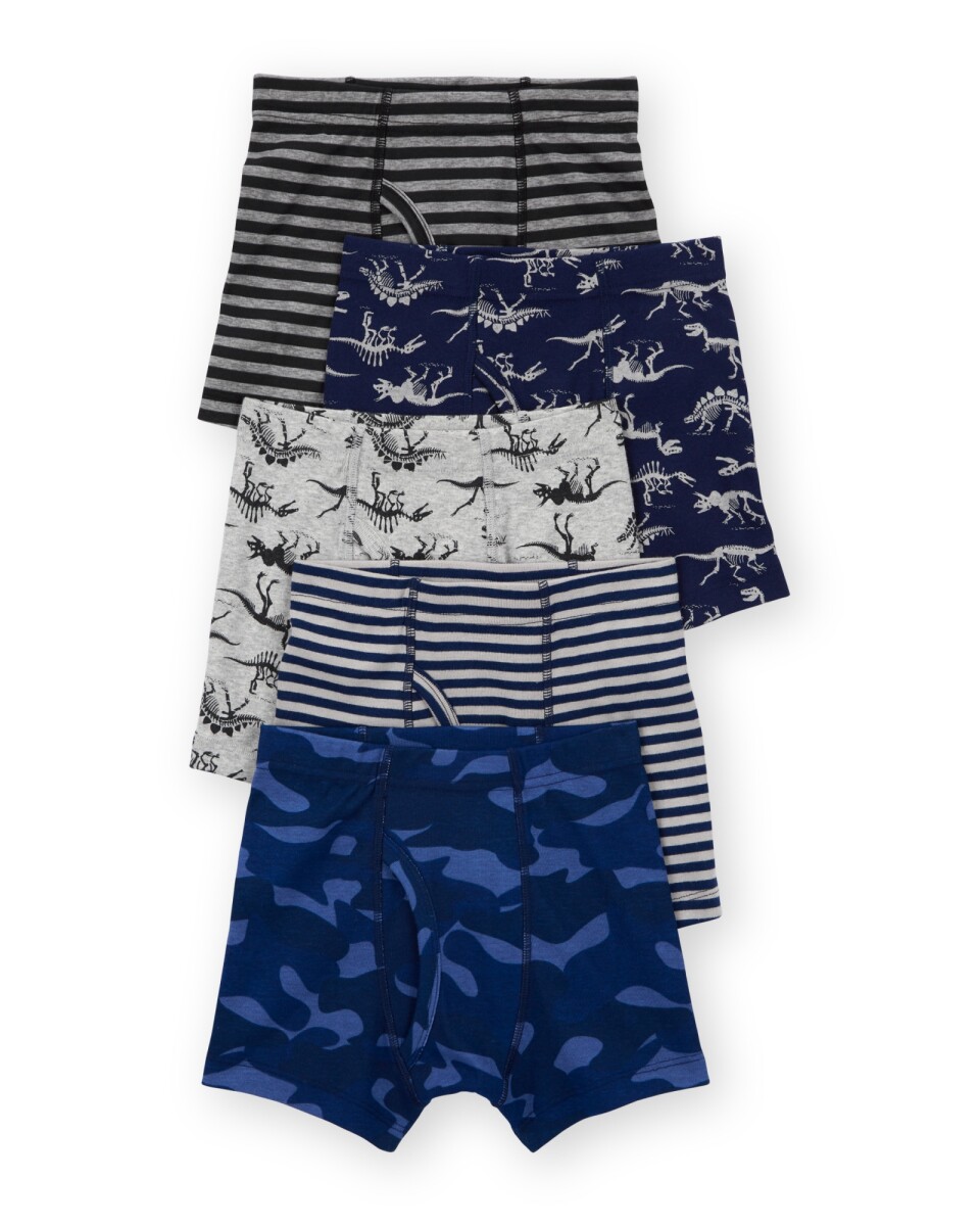 Pack cinco calzoncillos boxer de algodón, diseño dinos 