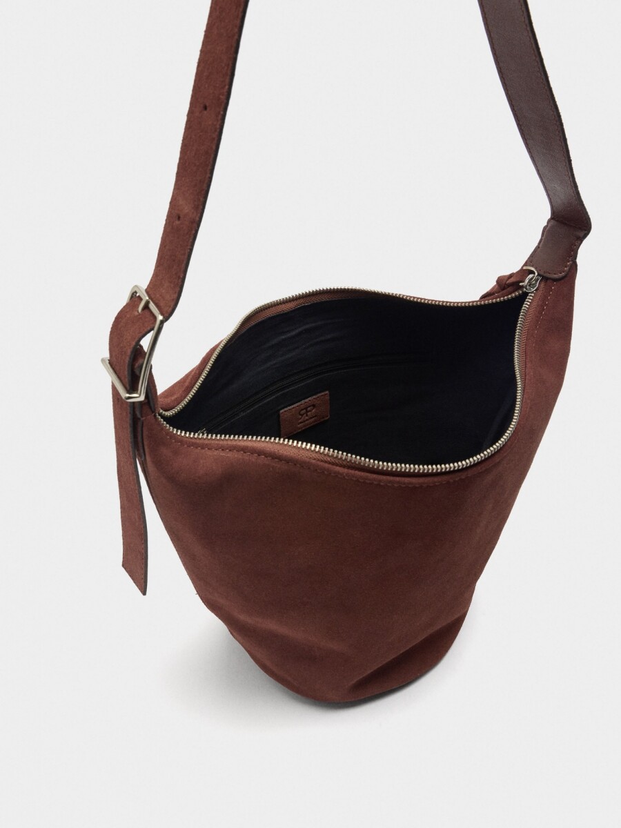 Bolso Bandolera De Piel Lisa burdeos
