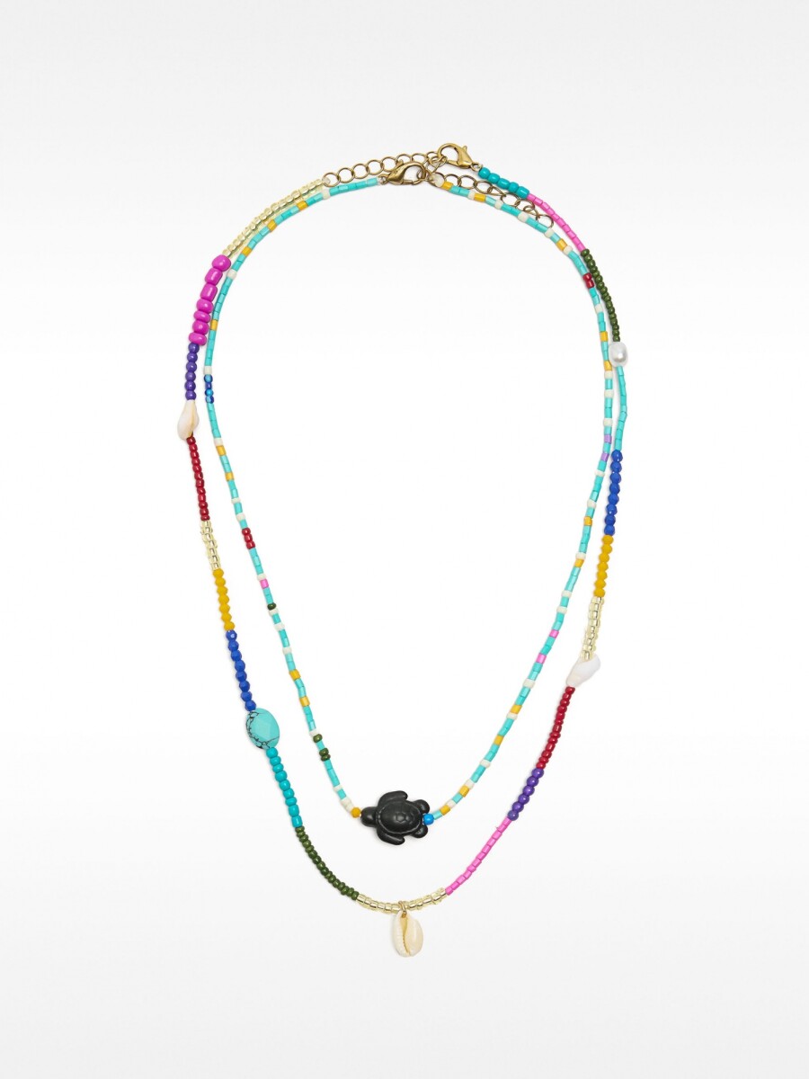 Set De Collares Multicolor Con Colgante De Tortuga multicolor
