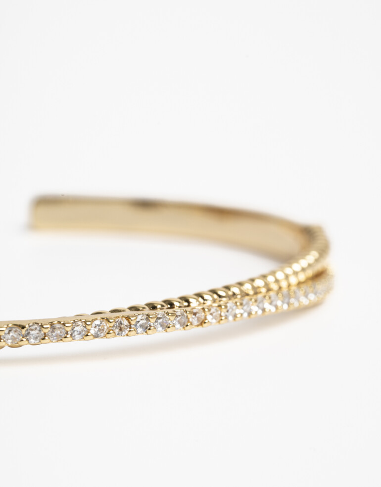 Pulseras Rígidas Cubic zirconia Pulsera Con Cubic Zirconia - Dorado