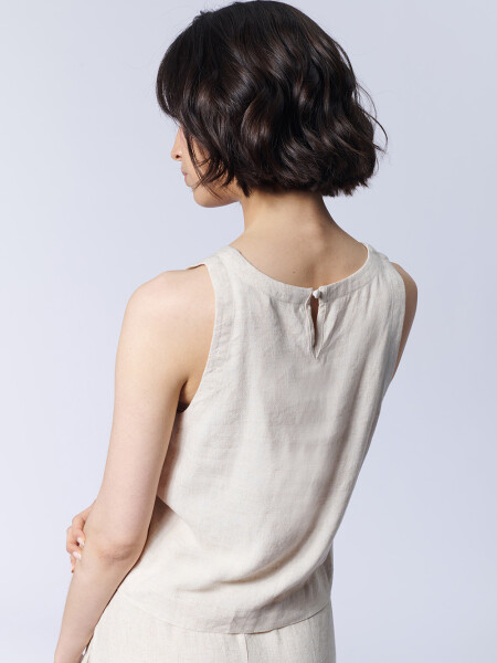 Top Con Lino Simple Beige