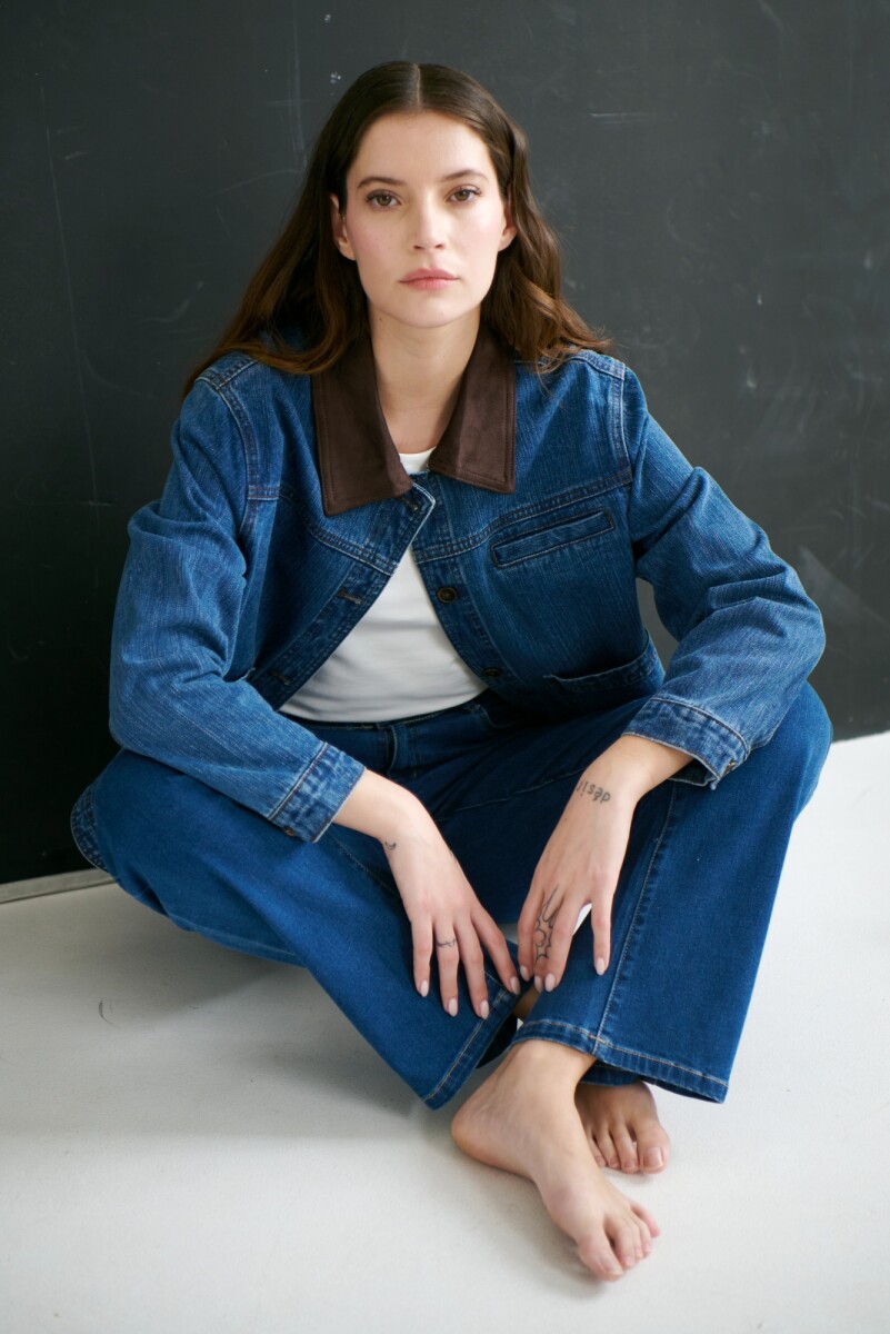 CHAQUETA JEAN CUELLO - CHOCOLATE 