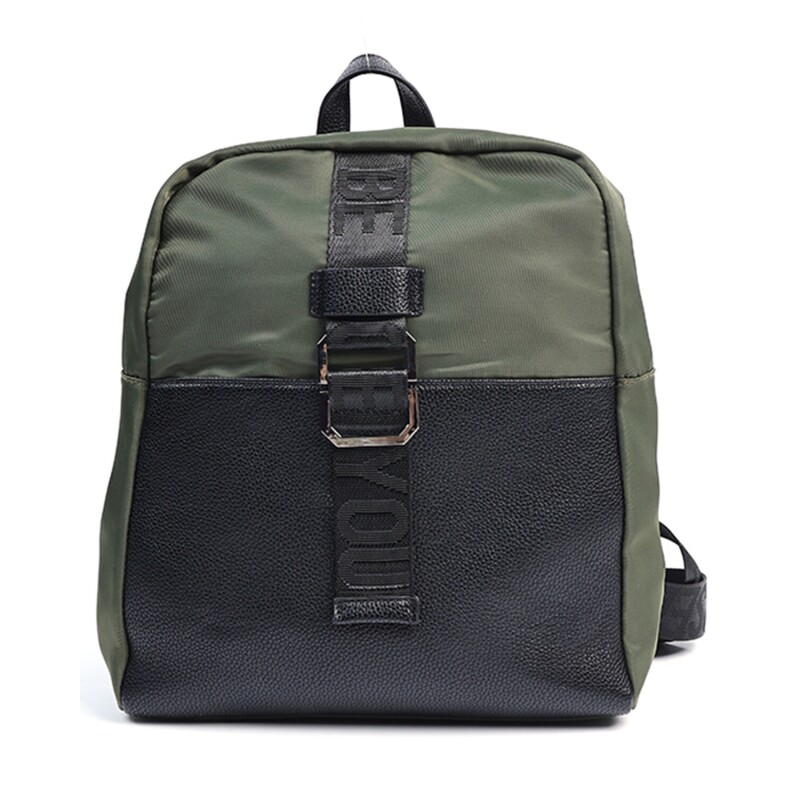 Mochila Canva Casey en Nylon y Cuero PU Verde