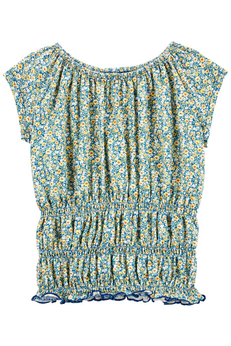 Blusa de jersey fruncido diseño floral Sin color