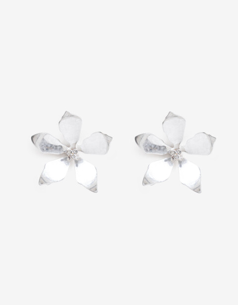 Aros Pasantes Metal Aros Pasantes Maxi Flor Metal Worn Silver - Plateado Plata Cepillada Mate