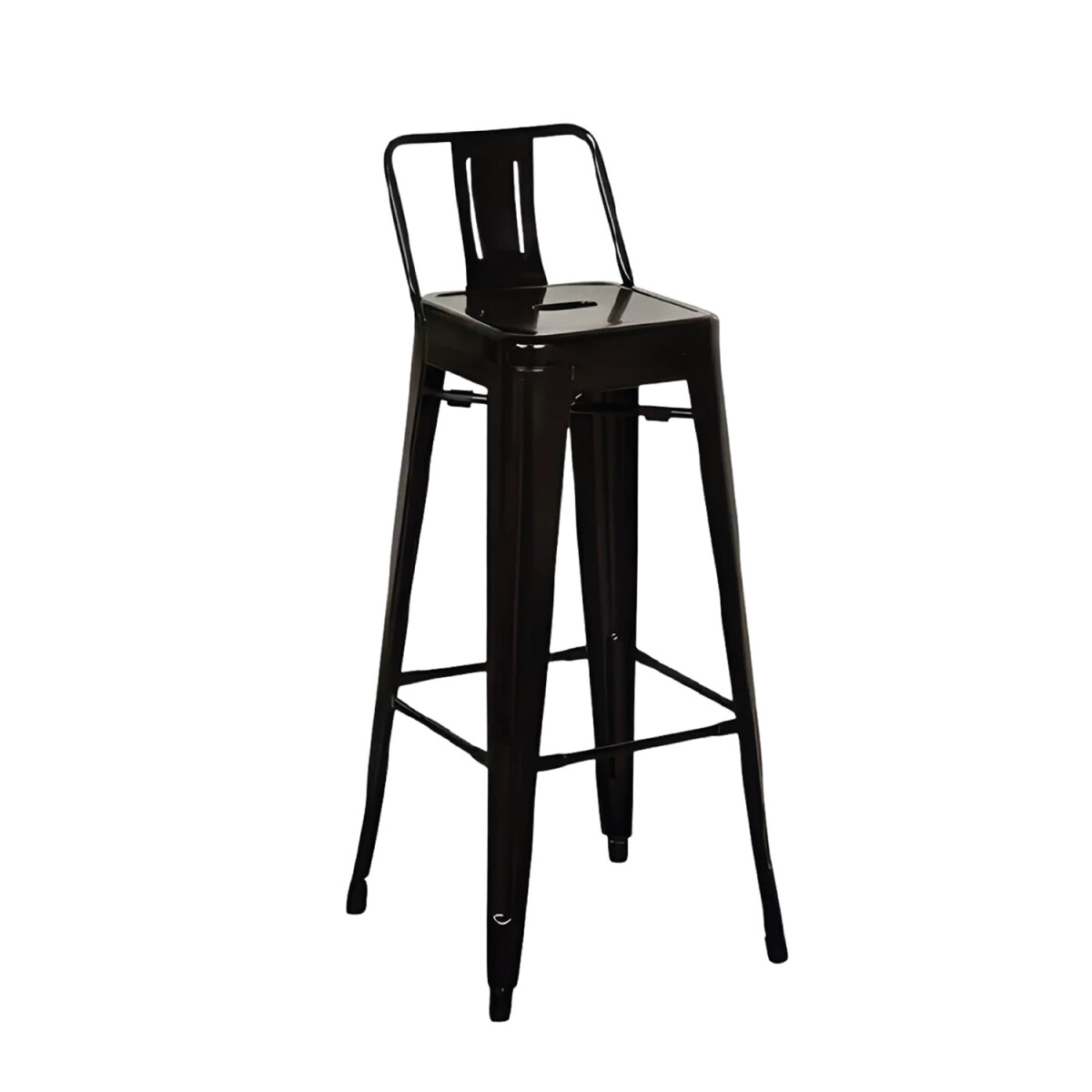 Taburete Tolix en metal con respaldo - Negro 