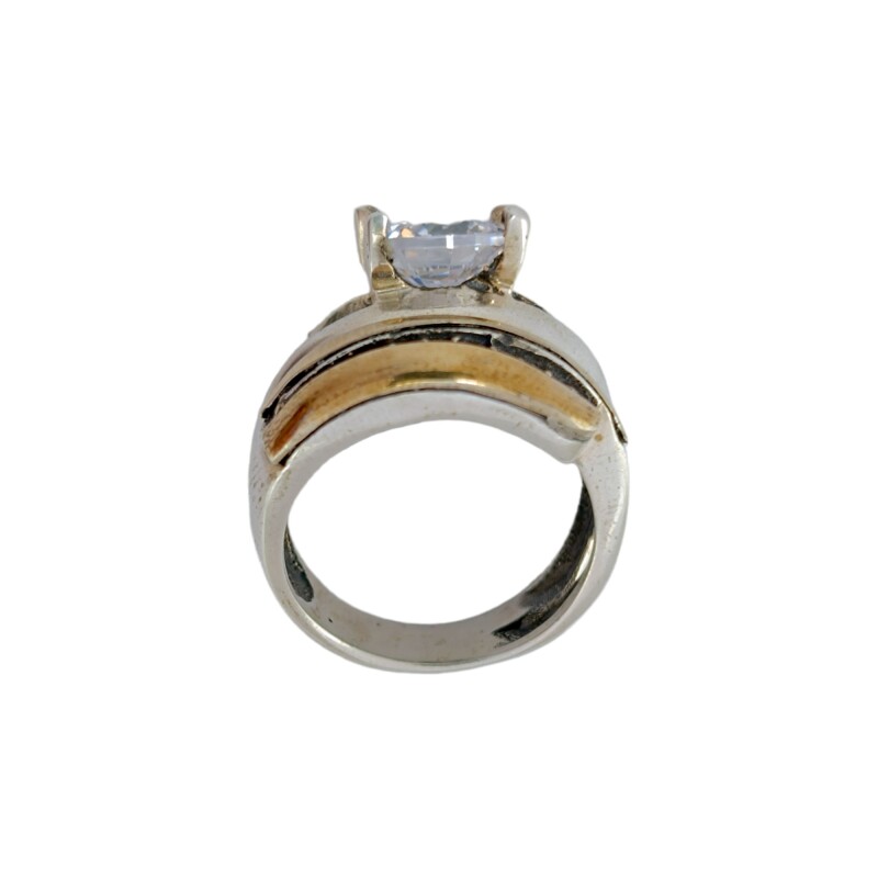 Anillo Doble-Plata y Oro-Piedra Zirconia-AN5752 conpiedra