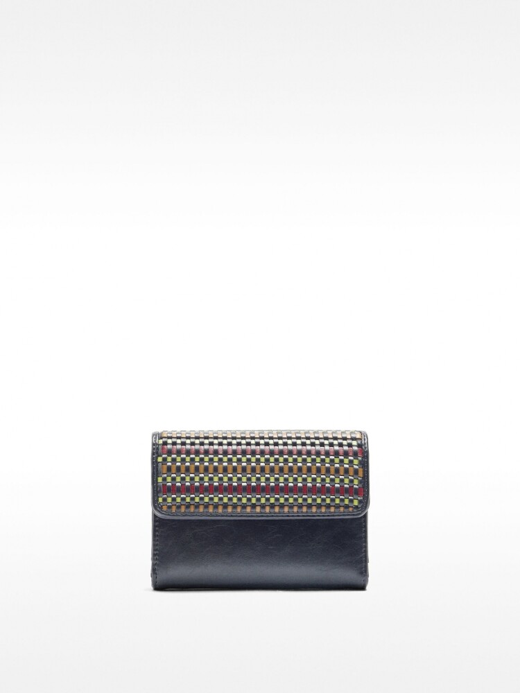 Cartera Con Trenzado Multicolor Y Solapa azul-marino