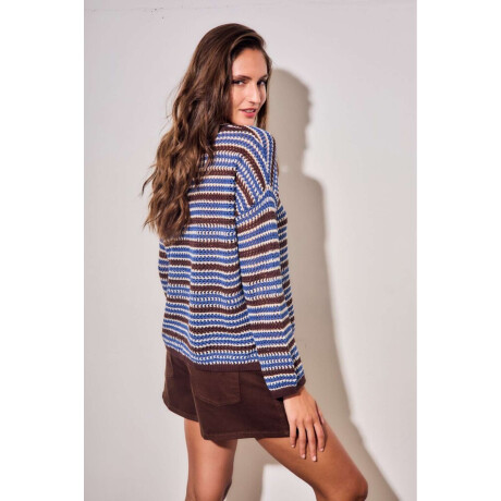 Sweater Rayado Texturado Azul