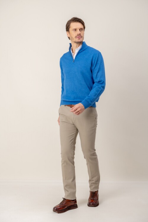 Sweater medio cierre Merino Blue