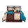Set de Cama King 6 Piezas con Acolchado Almohadones Fundas Marrón/celeste