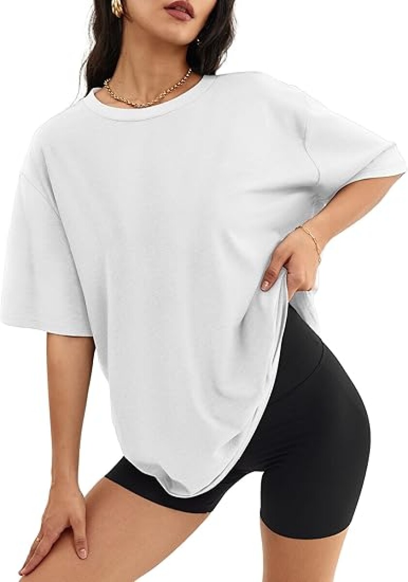 Camiseta oversize lisa - Blanco 