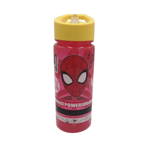Botella Plástica con Pajita Spiderman 500 ml + 3 Pulseras Goma U