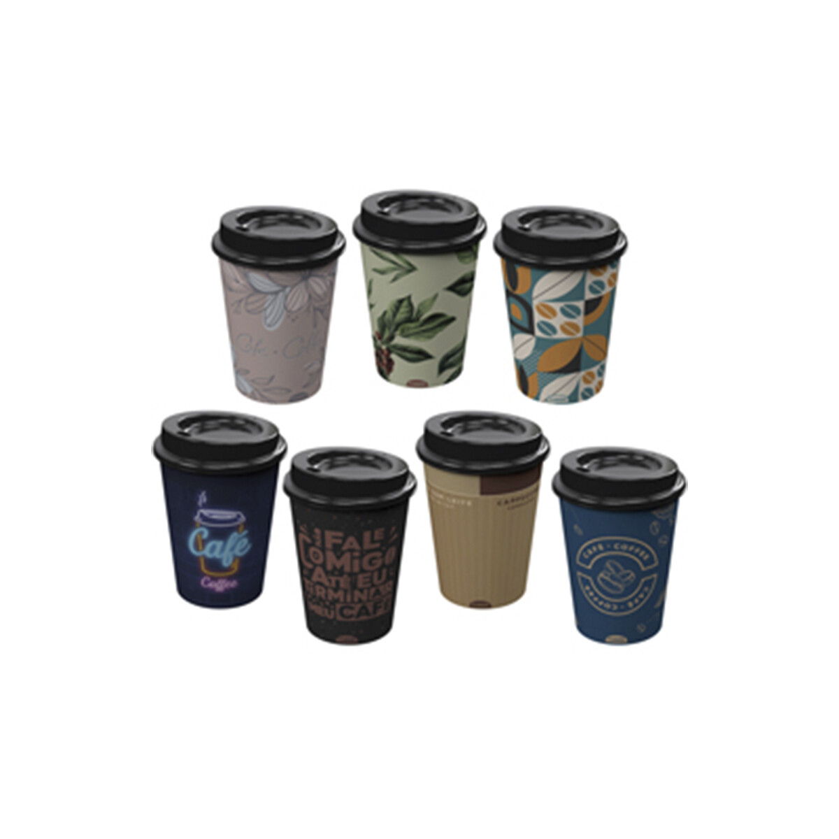 Vaso Plástico Para Café 270 ml Diseños Surtidos 