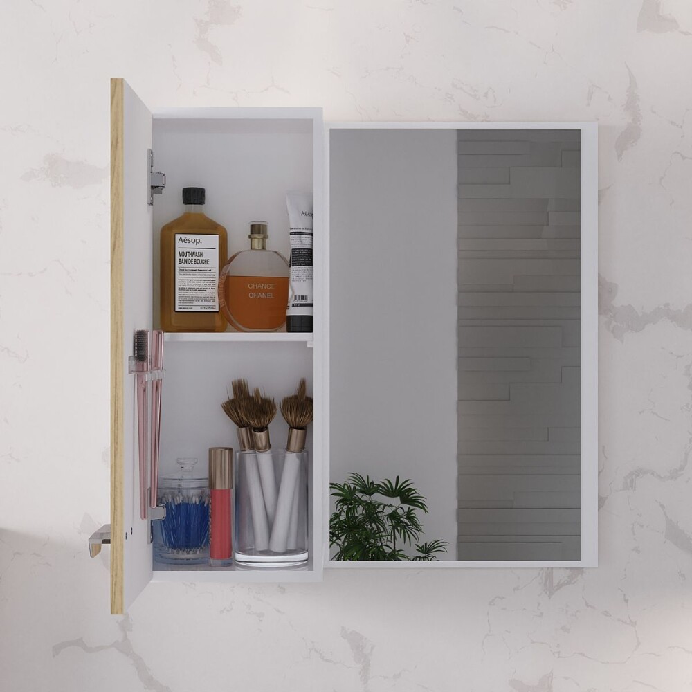 Mueble de baño suspendido Sophia Roble 60cm bacha de resina natural y espejo con botiquín Mueble De Baño Suspendido Sophia Roble 60cm Bacha De Resina Natural Y Espejo Con Botiquín