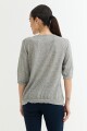 Sweater manga 3/4 cuello V GRIS