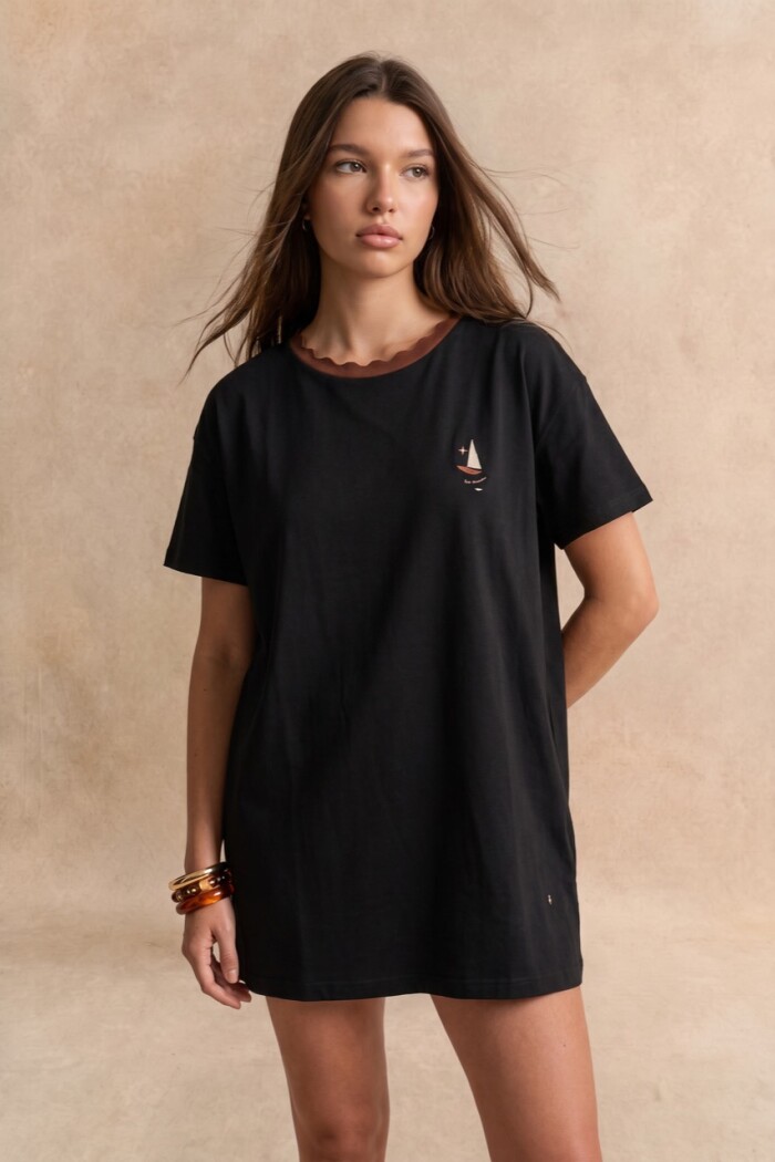 Vestido Manga Corta Negro