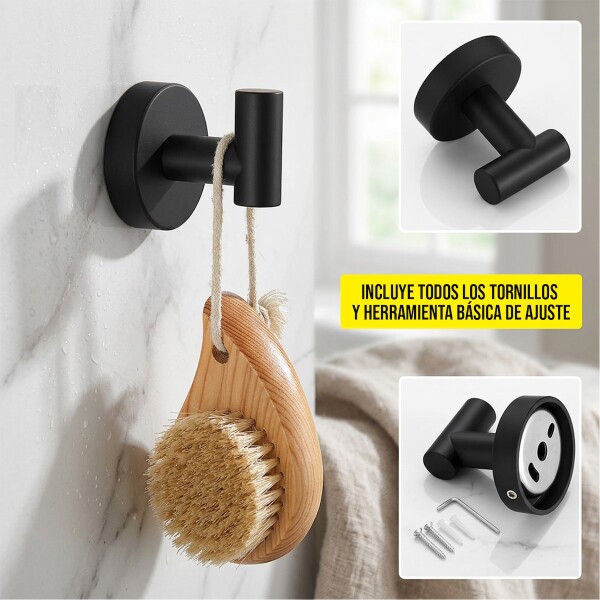 Set Accesorios De Baño Juego De 4 Piezas De Acero Inoxidable Percha Organizador Imback Color Negro Set Accesorios De Baño Juego De 4 Piezas De Acero Inoxidable Percha Organizador Imback Color Negro