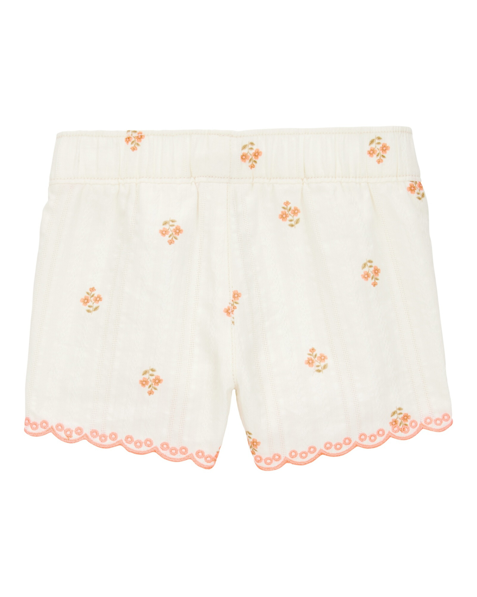 Short de algodón texturado, con dobladillo festoneado Short de algodón texturado, con dobladillo festoneado
