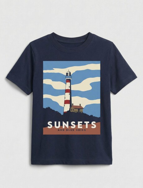 CAMISETA BÁSICA CON ESTAMPA AZUL