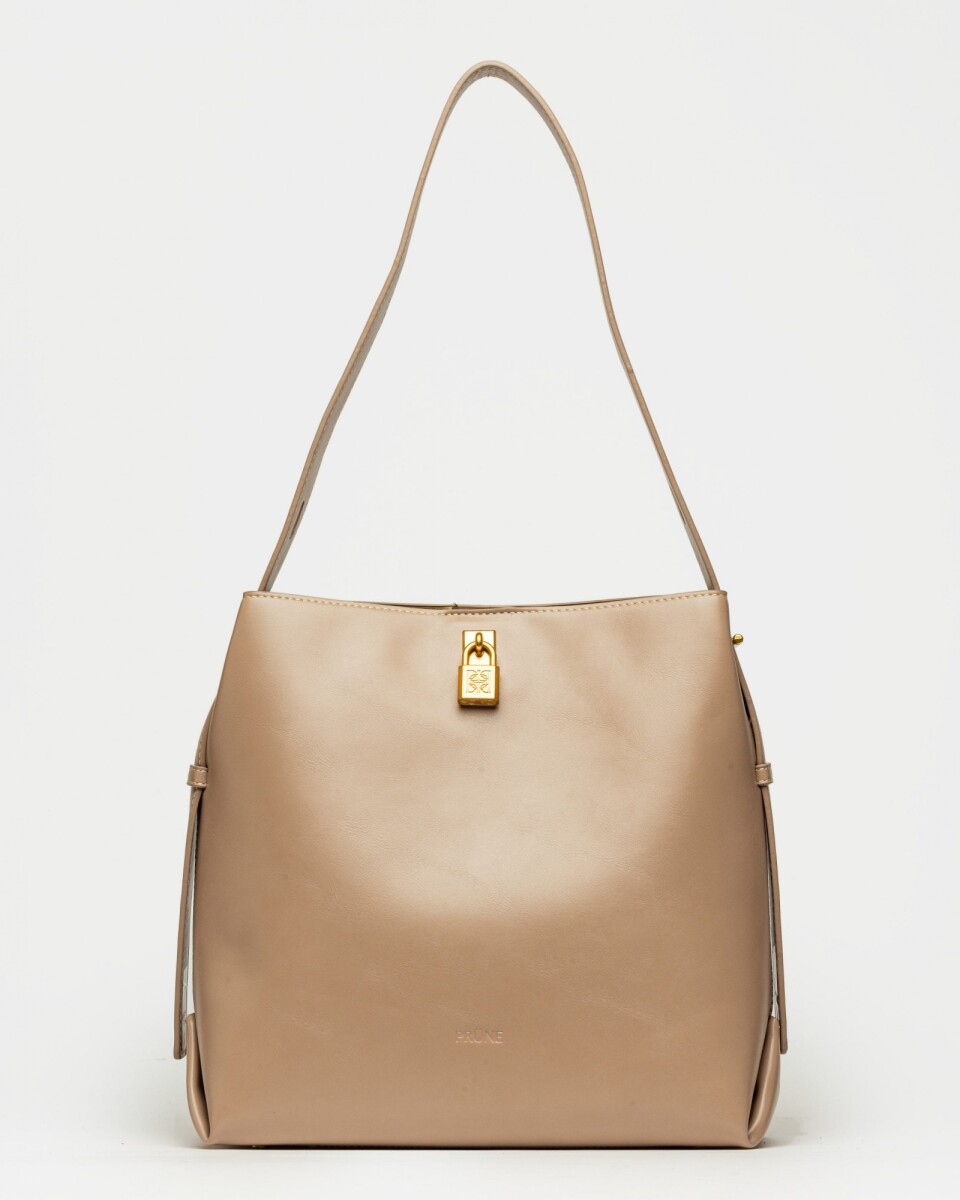 Bolso The Lock en efecto cuero liso - Taupe 