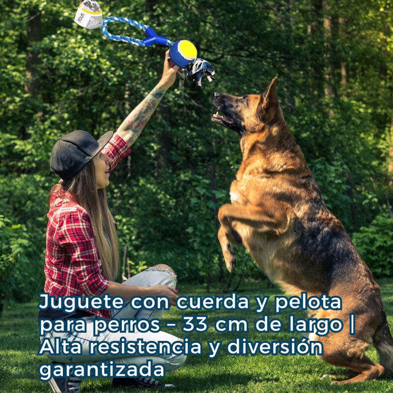 JUGUETE CON CUERDA Y PELOTA PARA PERROS JUGUETE CON CUERDA Y PELOTA PARA PERROS