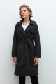 Trench impermeable con capucha desmontable negro