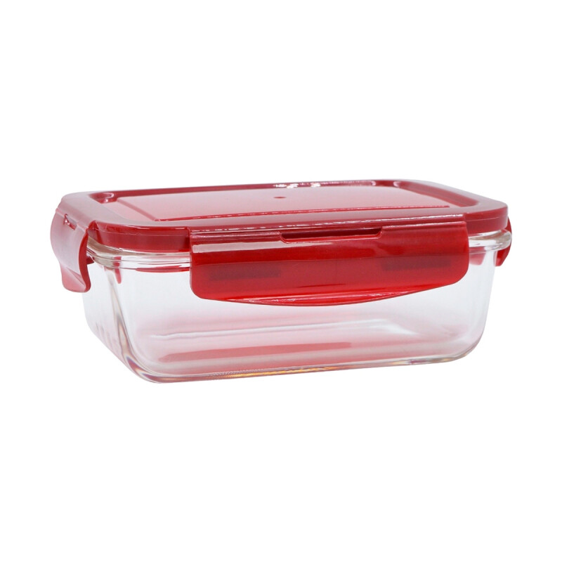 Pote hermético de vidrio rectangular 550 ml ROJO