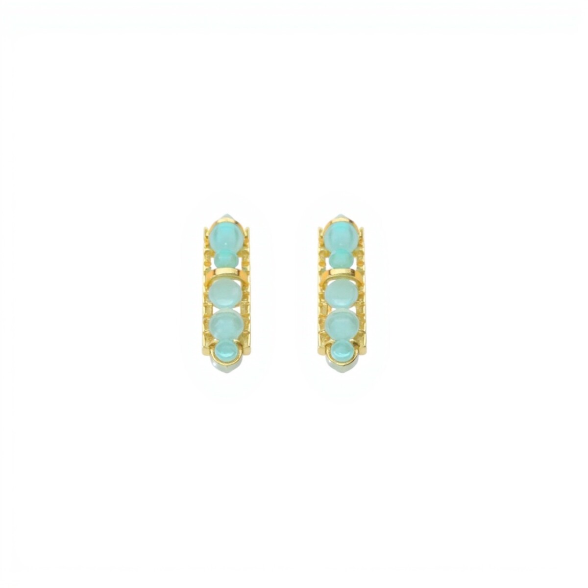 Caravanas Delfina-Plata rodinada con micra de oro 18k. Piedra Amazonita-CA2027 - conpiedra 