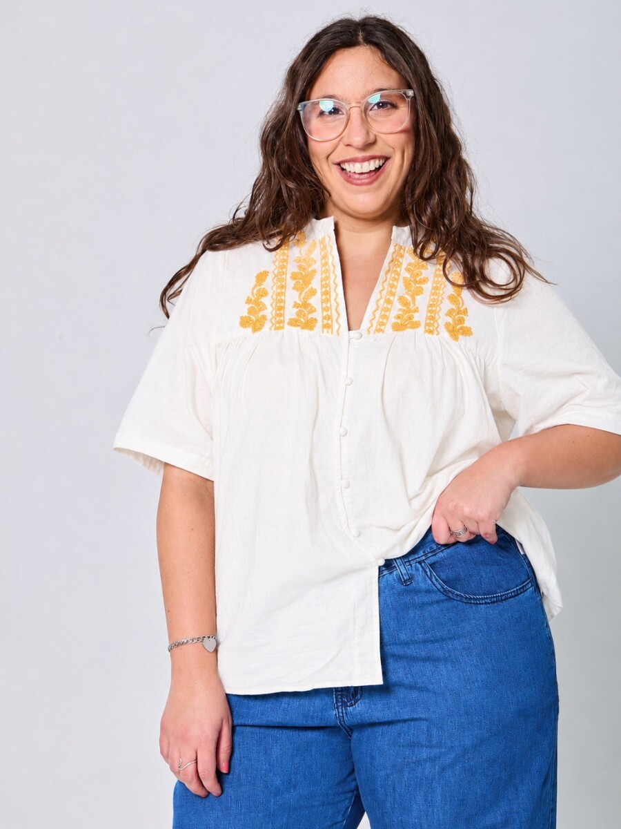 Blusa Yanina Blanco/Amarillo