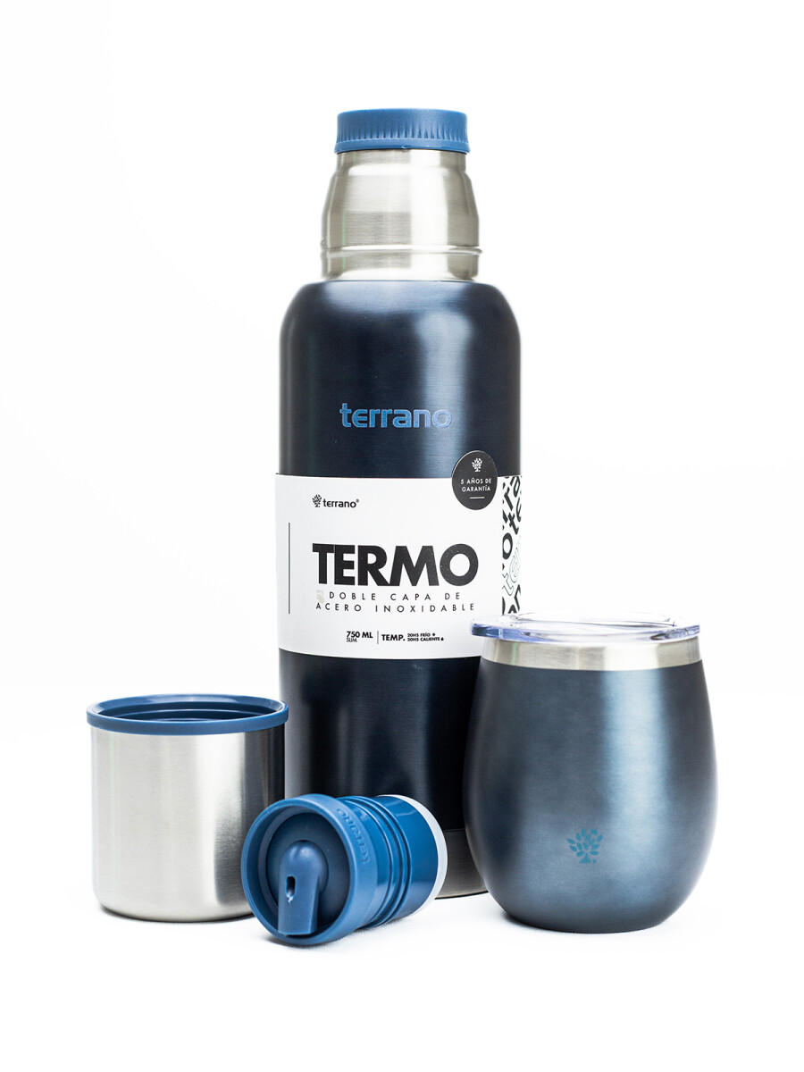 Kit 750ML Slim + Mate Con Tapa - Azul Metalizado 
