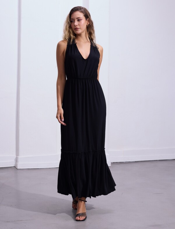 Vestido Maxi Cortes NEGRO