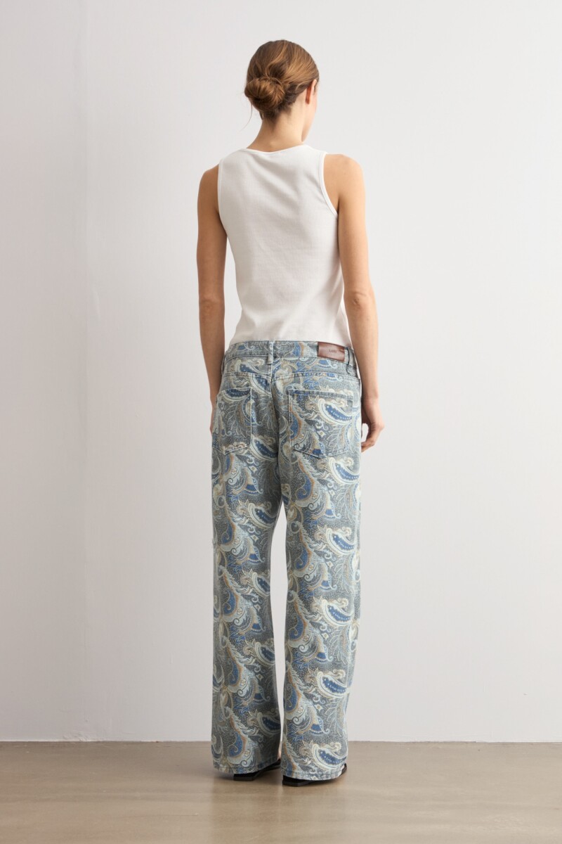 Jean recto Cher estampa paisley azul marino