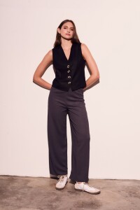 Chaleco Lino Negro