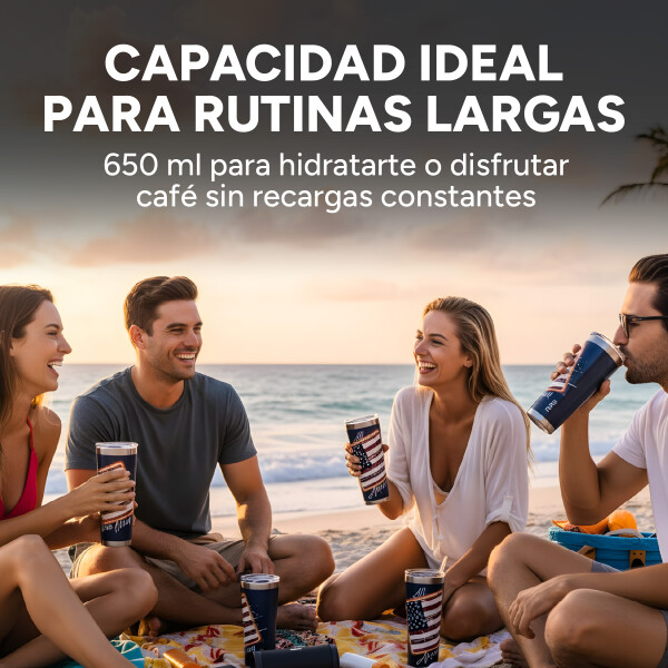 Vaso Térmico Tapa Antiderrames 650ml Aislante Frio Calor Color Azul