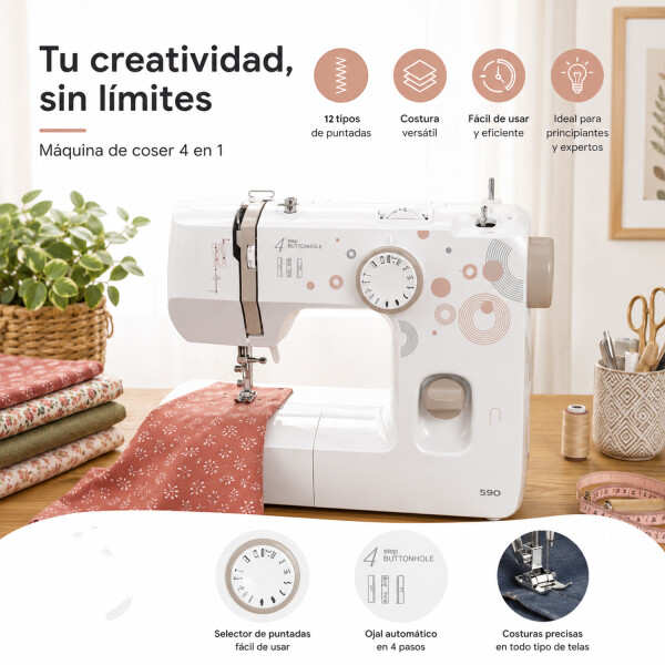 Máquina De Coser Telefunken 12 Puntadas Tlfeco 590 MAQUINA DE COSER TELEFUNKEN TLFECO590