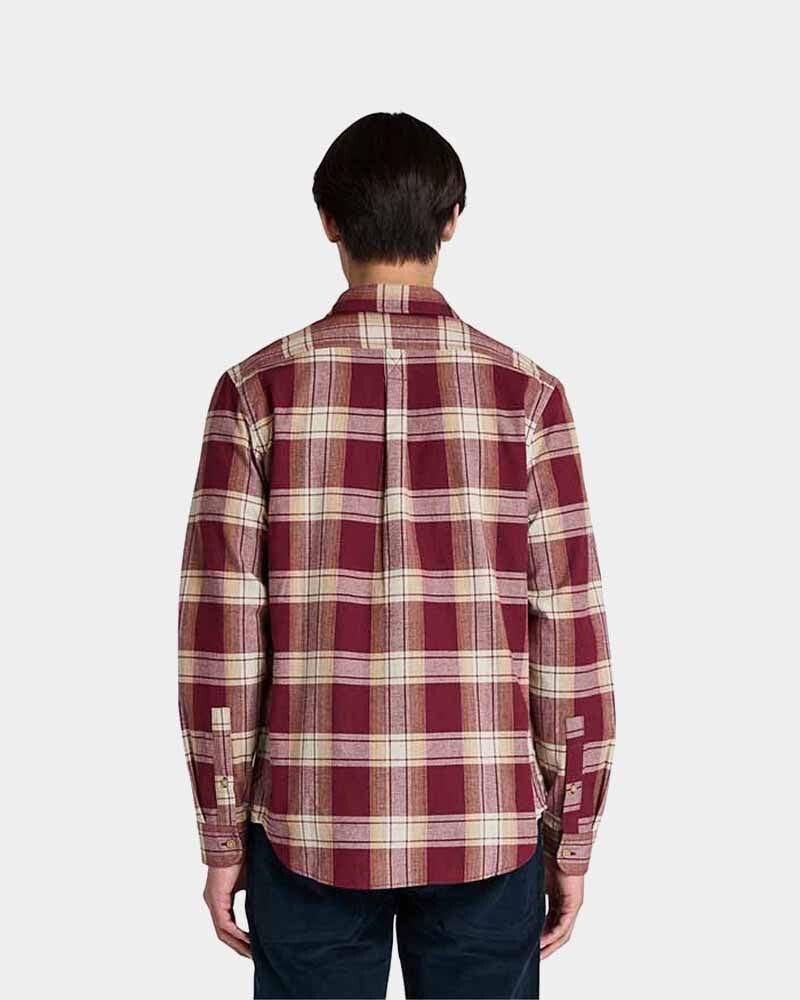Camisa Herringbone Flannel Check Hombre Burgundy Yd