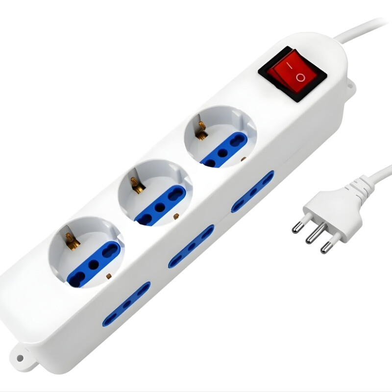 ALARGUE 3 SCHUKO 6 MODULOS CON INTERRUPTOR - BLANCO Alargue 3 Schuko 6 Modulos Con Interruptor Blanco