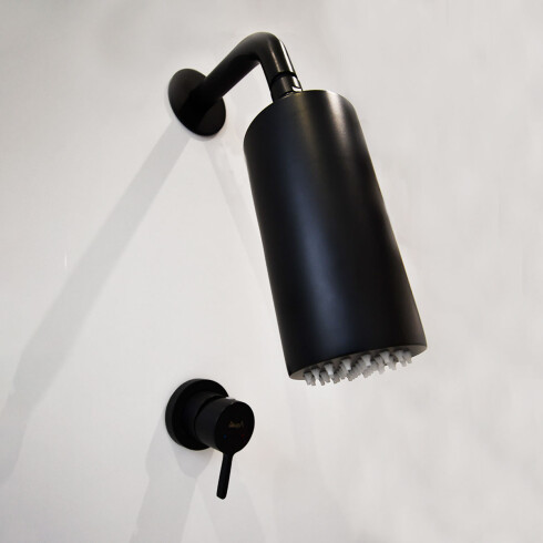Griferia Ducha Spot Acero Negro Mate Incluye Brazo Y Volante 000