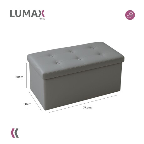 Puff Baúl Lumax Plegable 75x38 cm Organizador Living Dormitorio Gris Oscuro